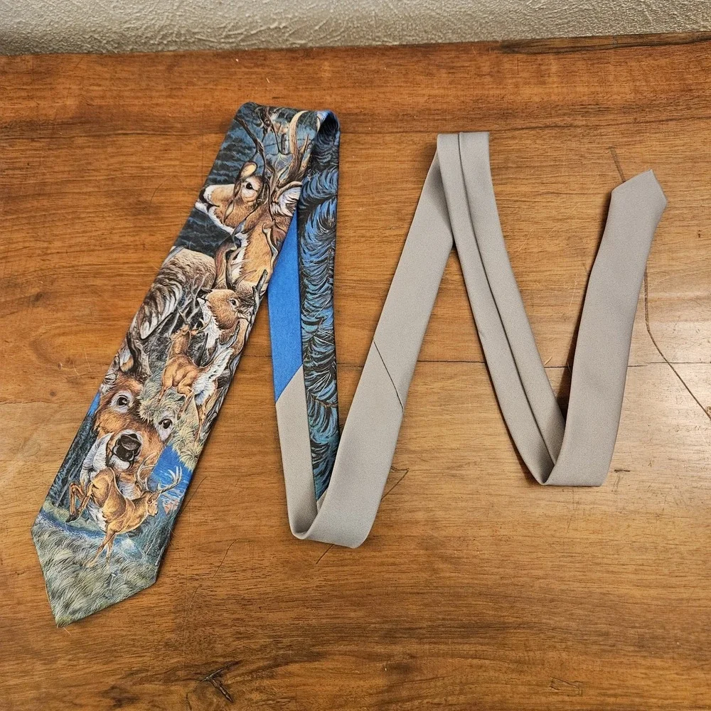 Vintage Original‎ Ralph Marlin Wildlife Deer Mens Necktie 1988 Made In USA